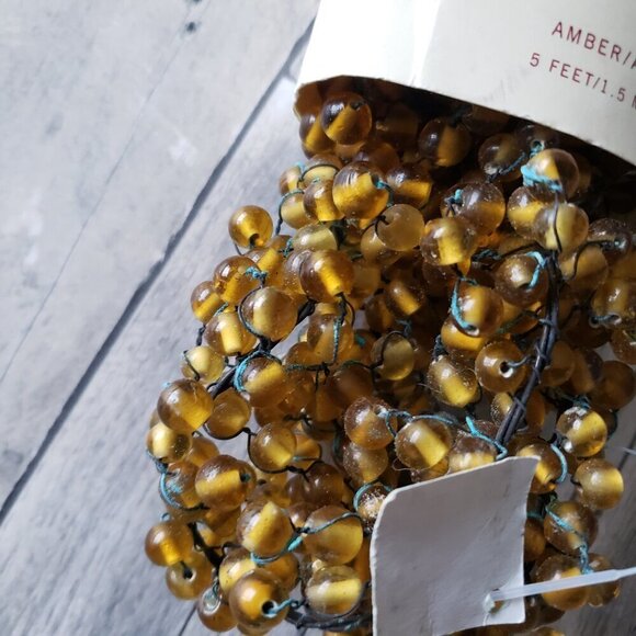 (Set of 2) Pottery Barn Amber PEPPERBERRY GARLAND 5’ Pepper Berry Glass - Picture 4 of 8